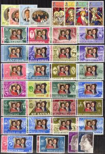 Great Britain / UK & British Colonies 1972 Silver Wedding Omnibus 29 sets MNH