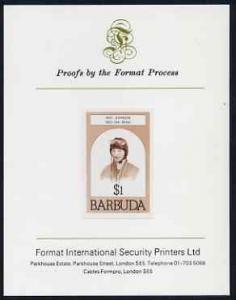 Barbuda 1981 Amy Johnson $1 imperf proof mounted on Forma...