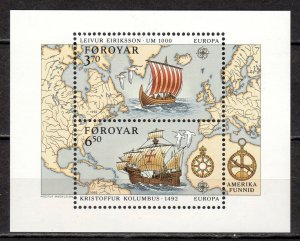 Faroe Is. 1992 Discovery of America by Columbus (1 Sheet) MNH CV$12