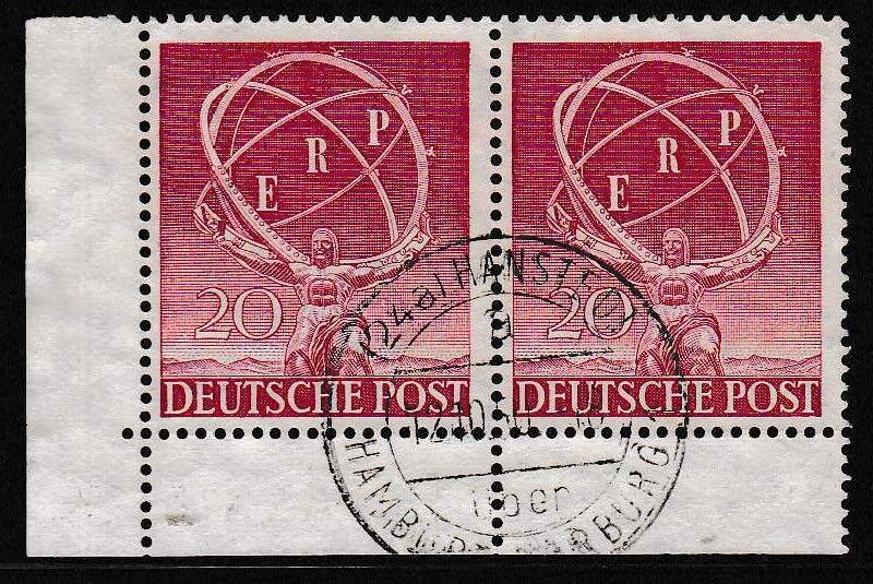 Germany Berlin 1950 Scott 9N68 Pair(X2) VF/Used 12. 10. 50 Hamburg Cancel ERP