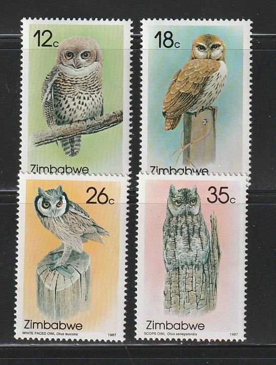 Zimbabwe 542-545 Set MNH Birds, Owls (A)