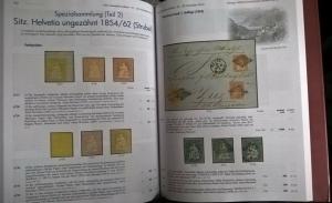 Auction catalogue SCHWEIZ 1843-1907 Sitzende Helvetia ungezahnt 1854-62 