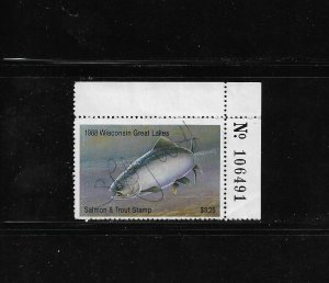 State Hunting/Fishing Revenues: WI; 1988 Great Lakes Salmon/Trout WIGL-7; Used