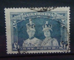 Australia 1937 - 49 £1 Bluish Slate Fine Used