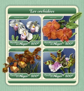 NIGER - 2017 - Orchids - Perf 4v Sheet - Mint Never Hinged