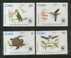 Cxuba 1992 WWF Bee Hummingbird Bird Fauna Wildlife Animal Sc 3428-31 MNH # 129