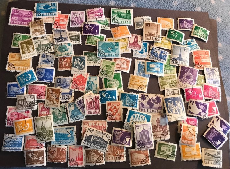 Romana Stamp Lot Used (120+) Variety from 1960s and 70s colorful