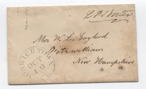 1850s Norwichtown CT stampless cover free frank Lafayette S. Foster [6639]