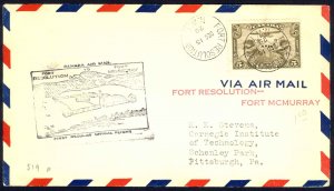 Canada Sc# C1 First Flight (b) (Fort Resolution>Fort McMurray) 1929 12.15 