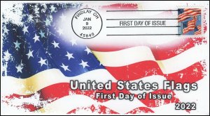 22-025, 2022, Flags, First Day Cover, Standard Postmark, American Flags, Booklet