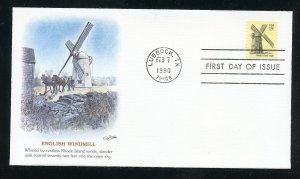 US 1739 Windmills,  English UA Fleetwood cachet FDC