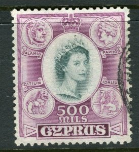 CYPRUS; 1950s early QEII issue fine used 500m value