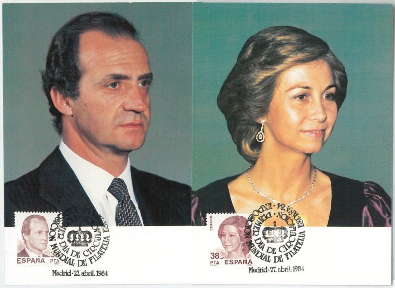 63762 - SPAIN - POSTAL HISTORY: set of 2 MAXIMUM CARD 1984 - ROYALTY-