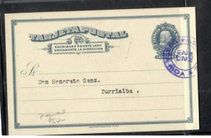 COSTA RICA COVER (P0508B) 1923  2C BLUE   MAN PSC SAN JOSE TO TURRIALBA AD CARD 