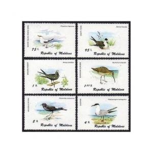 Maldives 861-866,867,MNH.Mi 883-888,Bl.67. 1980.Tropic bird,Tern,Noddy,Curlew,