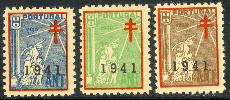 PORTUGAL 1941 Anti Tuberculosis CHRISTMAS SEAL Set of 3 MNH