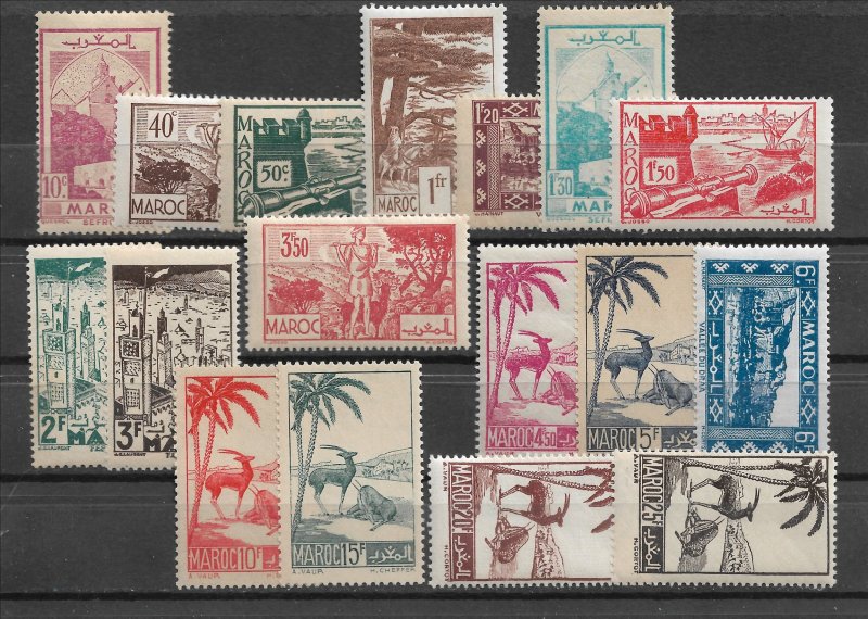 French Morocco 1945-47, Varies Scenes, Scott # 197-219, VF MNH** (FR-1)