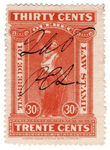 (I.B) Canada Revenue : Quebec Law Stamp 30c (1912)