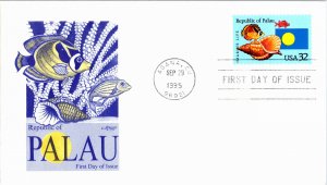 United States, United States First Day Cover, Guam, Palau, Seashells, Fish