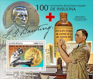 GUINEA BISSAU - 2022-Insulin, 1st Injection-Perf Souv Sheet #2-Mint Never Hinged