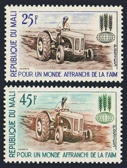 Mali 43-44,MNH.Michel 60-61. FAO Freedom from Hunger campaign, 1963. Tractor.