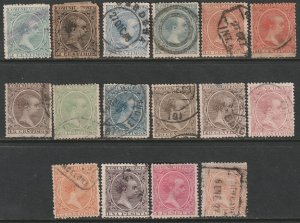 Spain 1889 Sc 255-70 complete set used