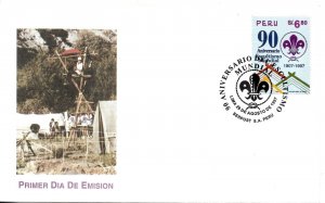 PERU 1997 FIRST DAY COVER SCOUTS 90TH ANNIVERSARY OF WORLD SCOUTING