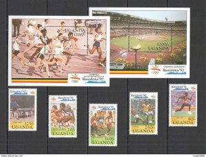 1991 Uganda Olympic Games Barcelona #883-87 Michel 21 Euro 1Set+2Bl ** Pm010