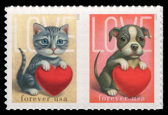 USA 5746b,5745-5746 Mint (NH) Love Kitten-Puppy Pair Forever Stamps