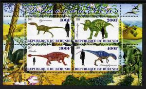 Burundi 2011 Dinosaurs #1 perf sheetlet containing 4 valu...