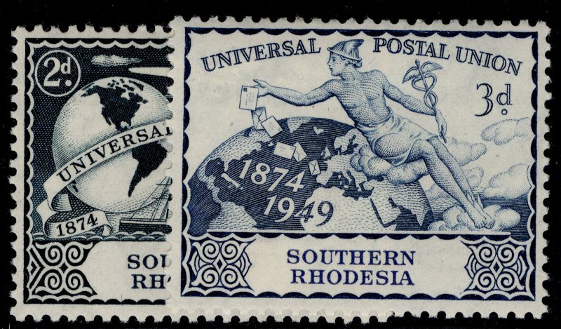 SOUTHERN RHODESIA GVI SG68-69, 1949 ANNIVERSARY of UPU set, M MINT. 