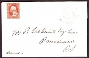 US 10 or 10a 1851 Issue 3c Washington Orange Brown on Cover (-021)