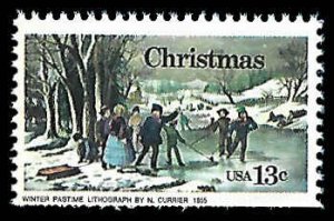 PCBstamps   US #1703 13c Christmas-Winter Pastime, MNH, (25)