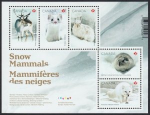 Canada 2021 = SNOW MAMMALS = ARCTIC FOX, DEER, RABBIT, LEMMING = SS MNH