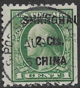 US  K-17    1919   1 cent  OP  SHANGHAI 2 ctc CHINA fine used  SE