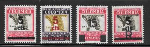 Colombia Scott C115-18 Unused VLHOG - 1939 Air Post Surcharges - SCV $2.95