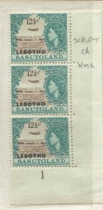 Lesotho 1966 12 1/2 cents corner mint strip of 3 mint o.g. hinged