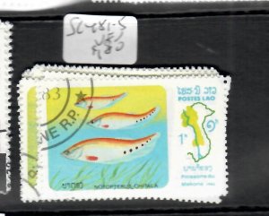 LAOS   FISH   SET   SC 481-485   VFU    PPP0618H