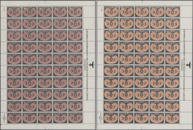 GG 1940, 1st series of official stamps, both maximum values each in the ** / MNH