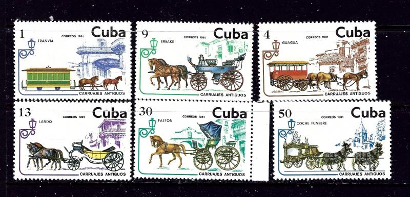 Cuba 2420-25 MNH 1981 Horse-Drawn Vehicles