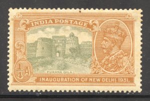 India Scott 129 Unused HOG - 1931 ¼a Fortress of Purana Qila - SCV $2.50