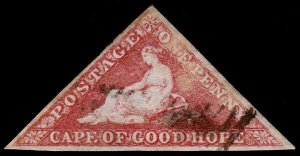 Cape of Good Hope Scott 1 (1853) Used F, CV $400.00 C