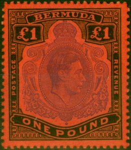 Bermuda 1951 £1 Violet & Black-Scarlet SG121d P.13 V.F MNH (7)