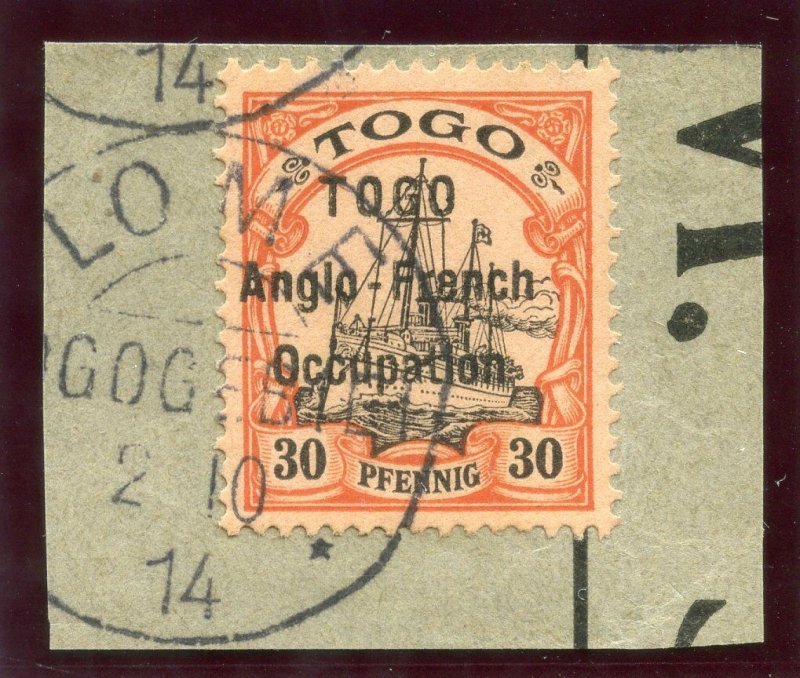 Togo 1914 30pf black & orange/buff very fine used. SG H6. Sc 40.