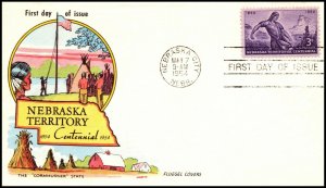 Scott 1060 3 Cents Nebraska Fluegel FDC Unaddressed Planty 1060-9