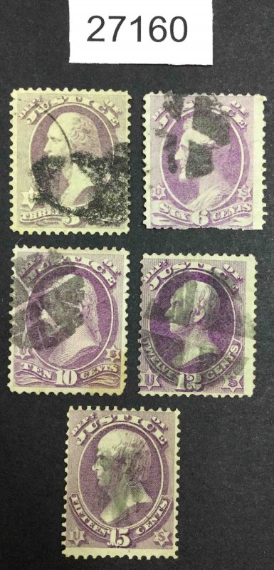 US STAMPS #O27/O31 USED $450 LOT #27160