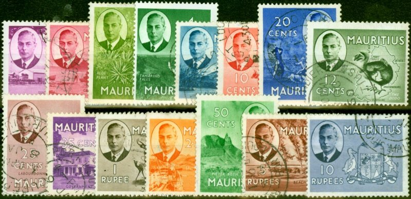 Mauritius 1950 Set of 15 SG276-290 Fine Used