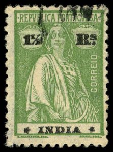 PORTUGUESE INDIA Sc 375K USED - 1921 1½r - Ceres, Ordinary paper - Perf 12 x 11½