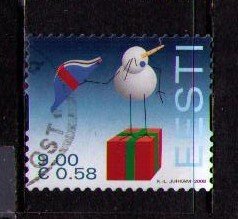 ESTONIA Sc# 609 USED FVF Snowman on Gift