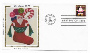 US 1800 15c Christmas - Santa Claus single on FDC Colorano Silk Cachet ECV$12.50